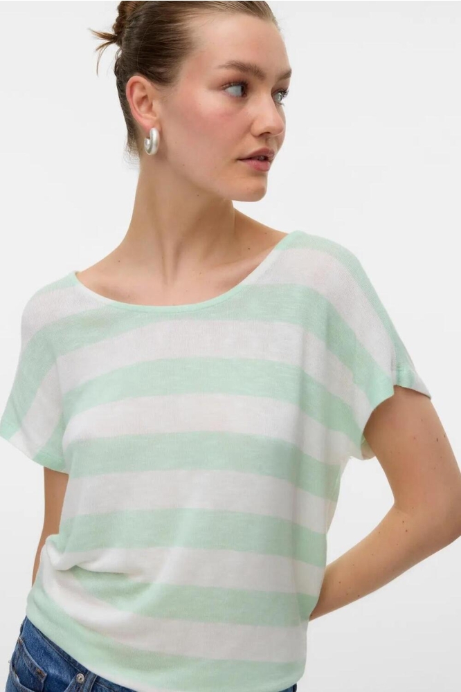 VMWIDE STRIPE SL TOP JRS NOOS 10190017 Birds Egg Green